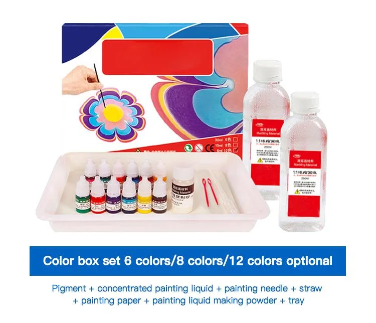 Wbg Non Toxic DIY Marble Painting Water Marbling Paint Art Kit for Kids