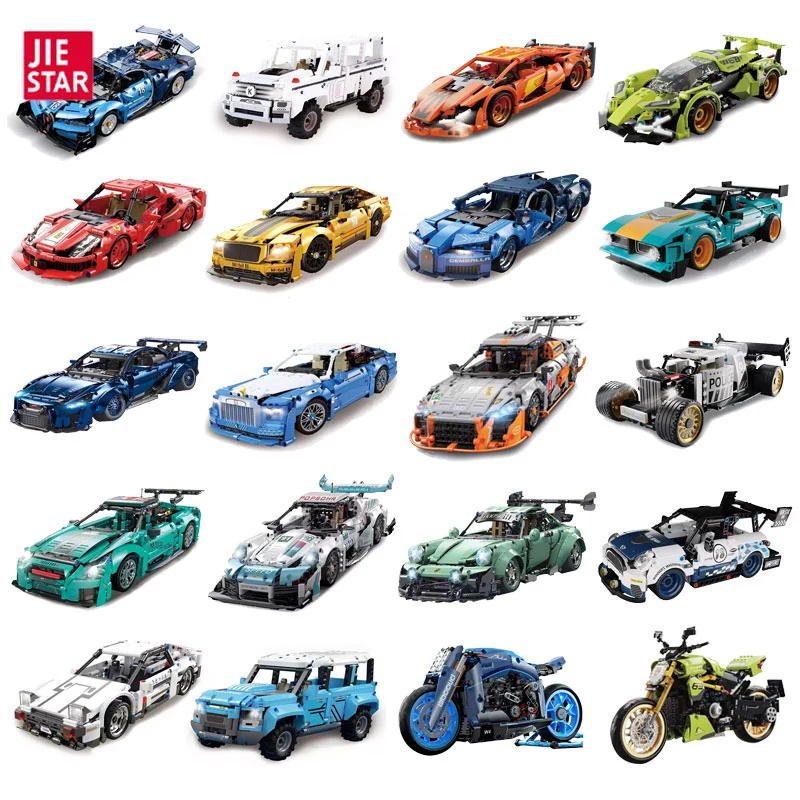 Jiestar Toys DIY Racing Sports Car Model Building Construction Set Toy Educational Building Block Brick DIY Children Toy Car Wholesale Kids Plastic Toy